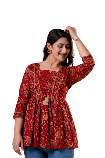 FASHION YANTRA Womens Printed Embroidery Top