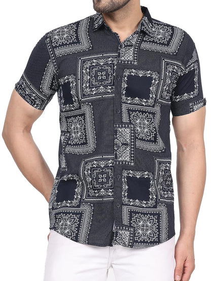CVC Men's Regular Fit Half Sleeve Printed Shirt