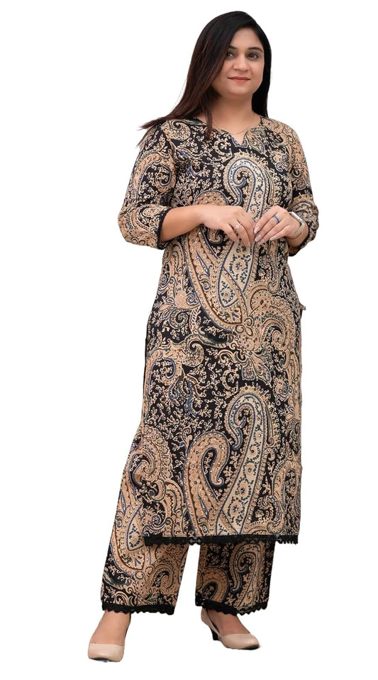 Nermosa Kalamkari Printed Straight Kurta Set for Women