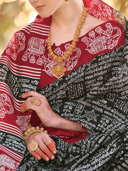 Women's Bhagalpuri Silk Ethnic Motif Printed Saree