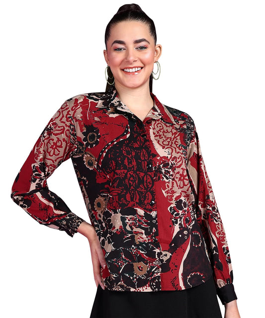 POPWINGS Printed Full-Sleeves Regular-Fit Polyester