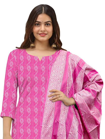 Fyne Fashion Womens Cotton Kurta Set with Dupatta