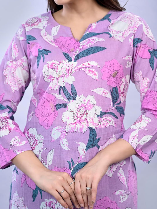 HION HILS Women's Stylish 3/4 Sleeve Floral Printed