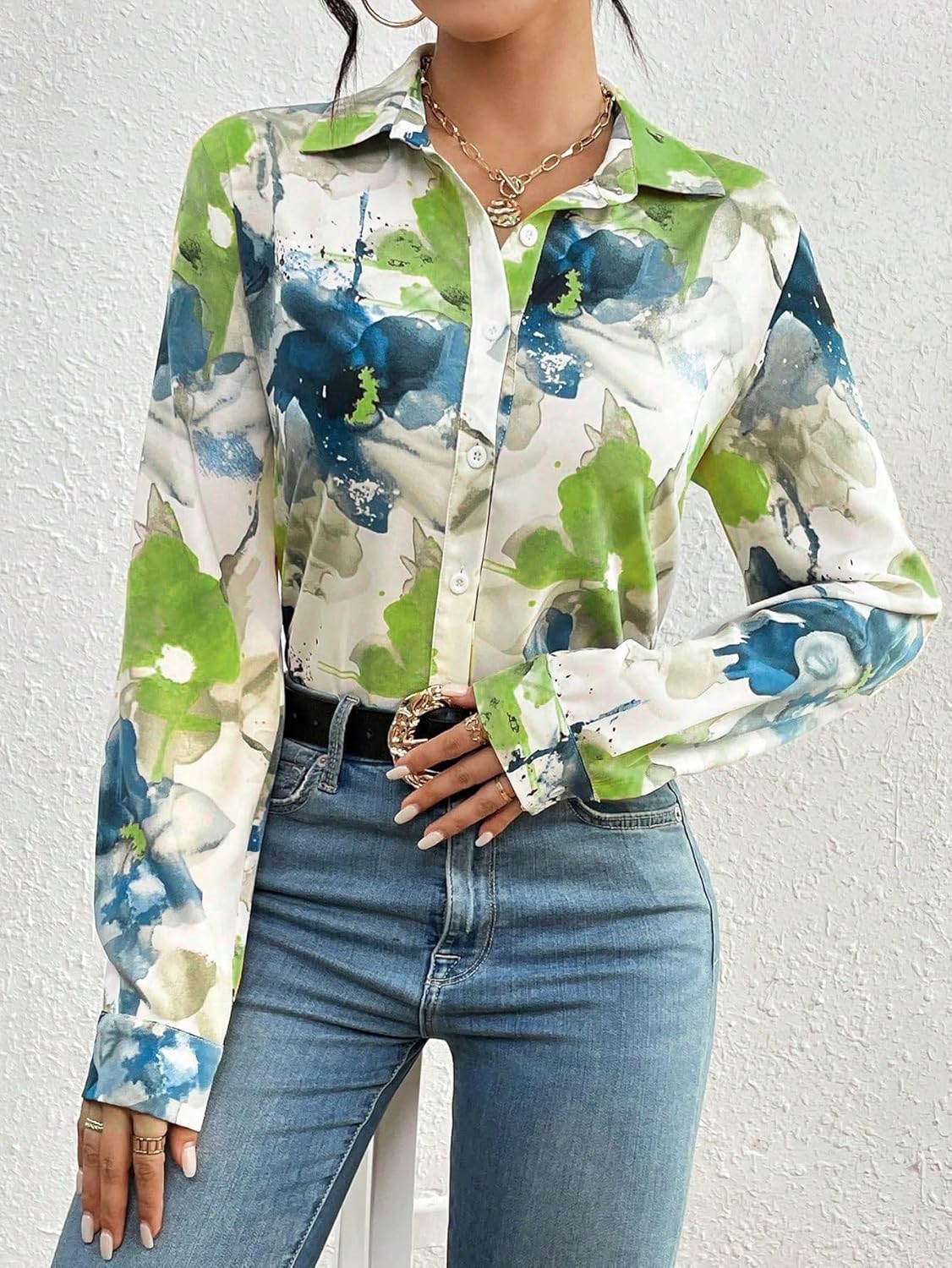 KATECLO Women's Full Sleeve Floral Print Shirt