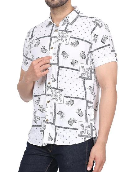CVC Men's Regular Fit Half Sleeve Printed Shirt