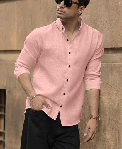 Men's Solid Linen Cotton Shirt | Casual | Plain