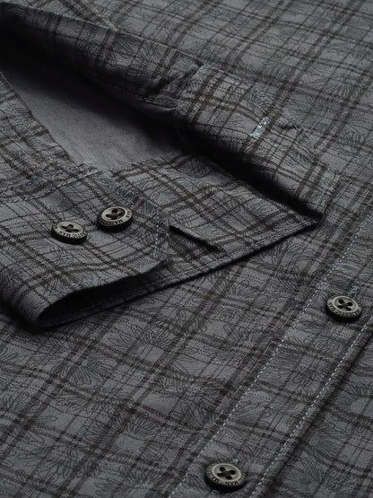 Majestic Man Cotton Checkered Slim Fit Casual Shirt