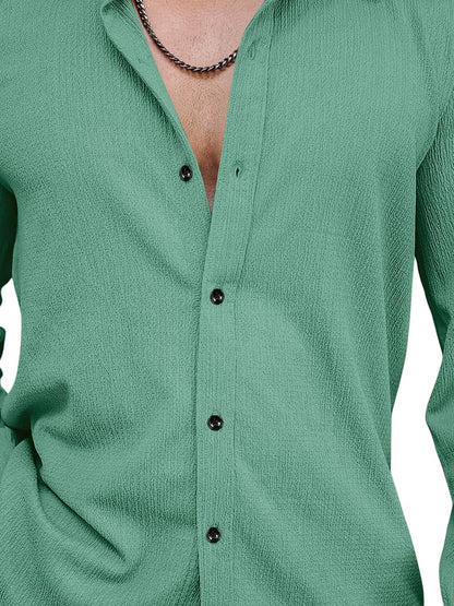 Men's Regular Fit Poly Popcorn Casual Shirt