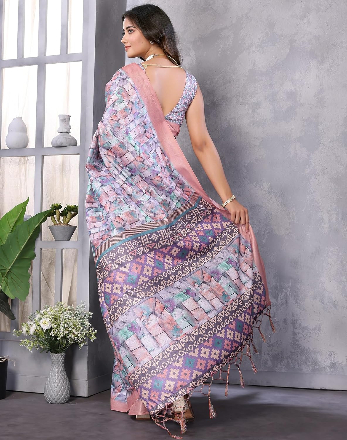 Print Art Silk Cotton Saree t Ethnic Wear for Festive