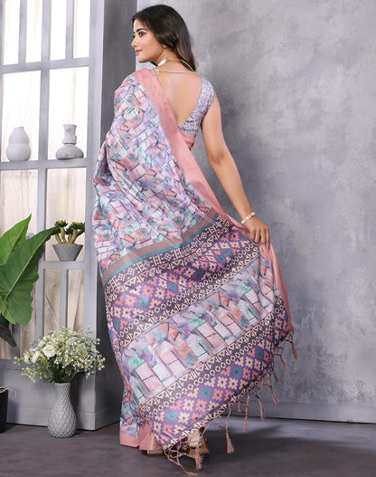 Print Art Silk Cotton Saree t Ethnic Wear for Festive