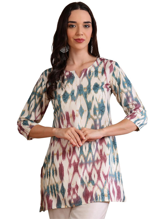 AAYLA Floral Print Poly Rayon Short Kurti