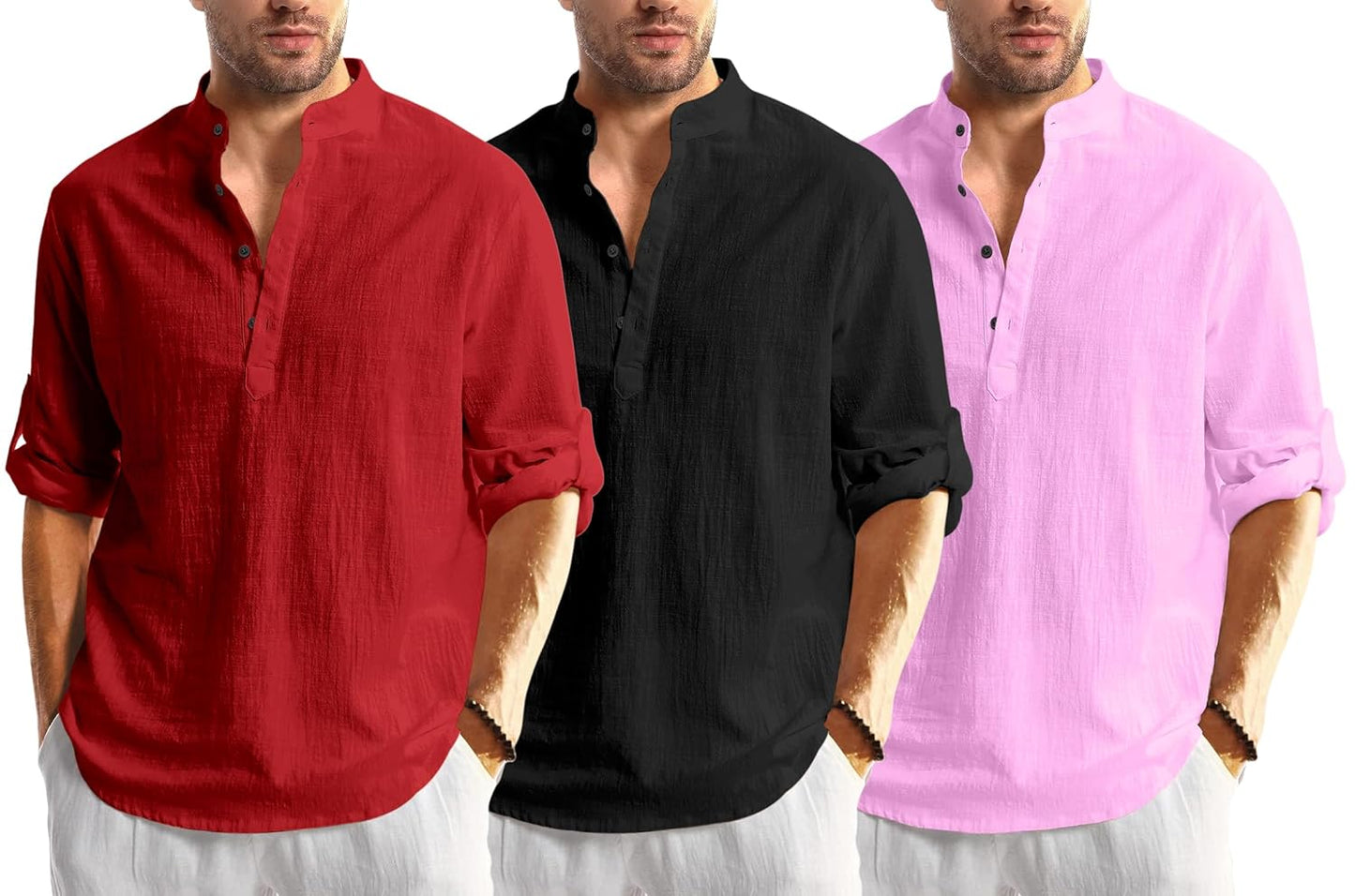 Men Solid Cotton Blend Straight Kurta Shirt Pack of 2