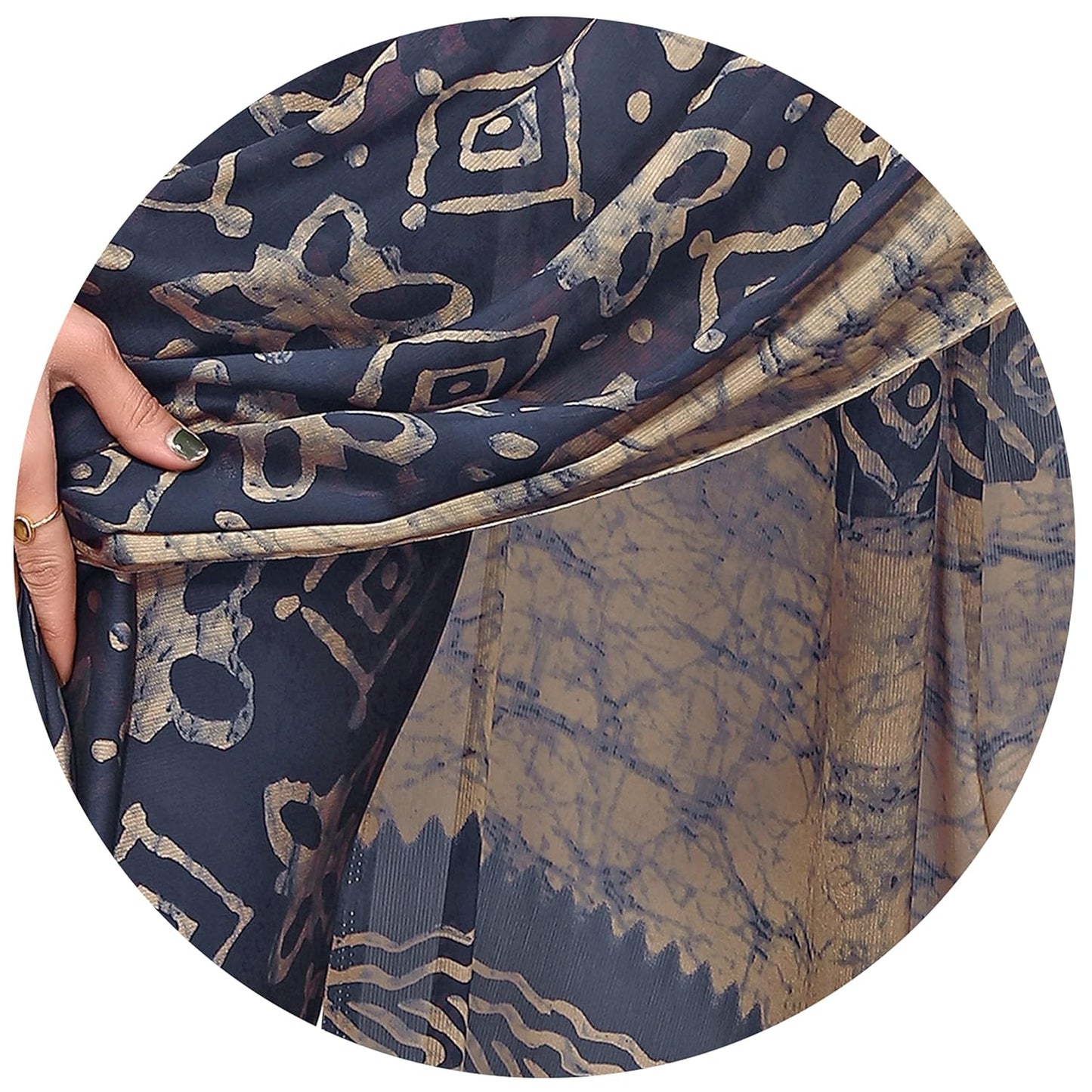 Women's Chiffon Printed Saree with BlousePiece