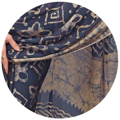 Women's Chiffon Printed Saree with BlousePiece