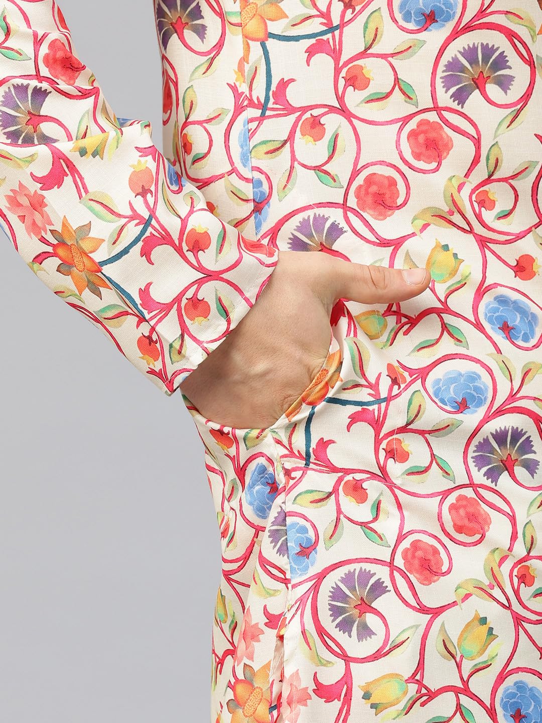 Luxrio Printed Kurta for Men Cotton Blend Linen Abstract