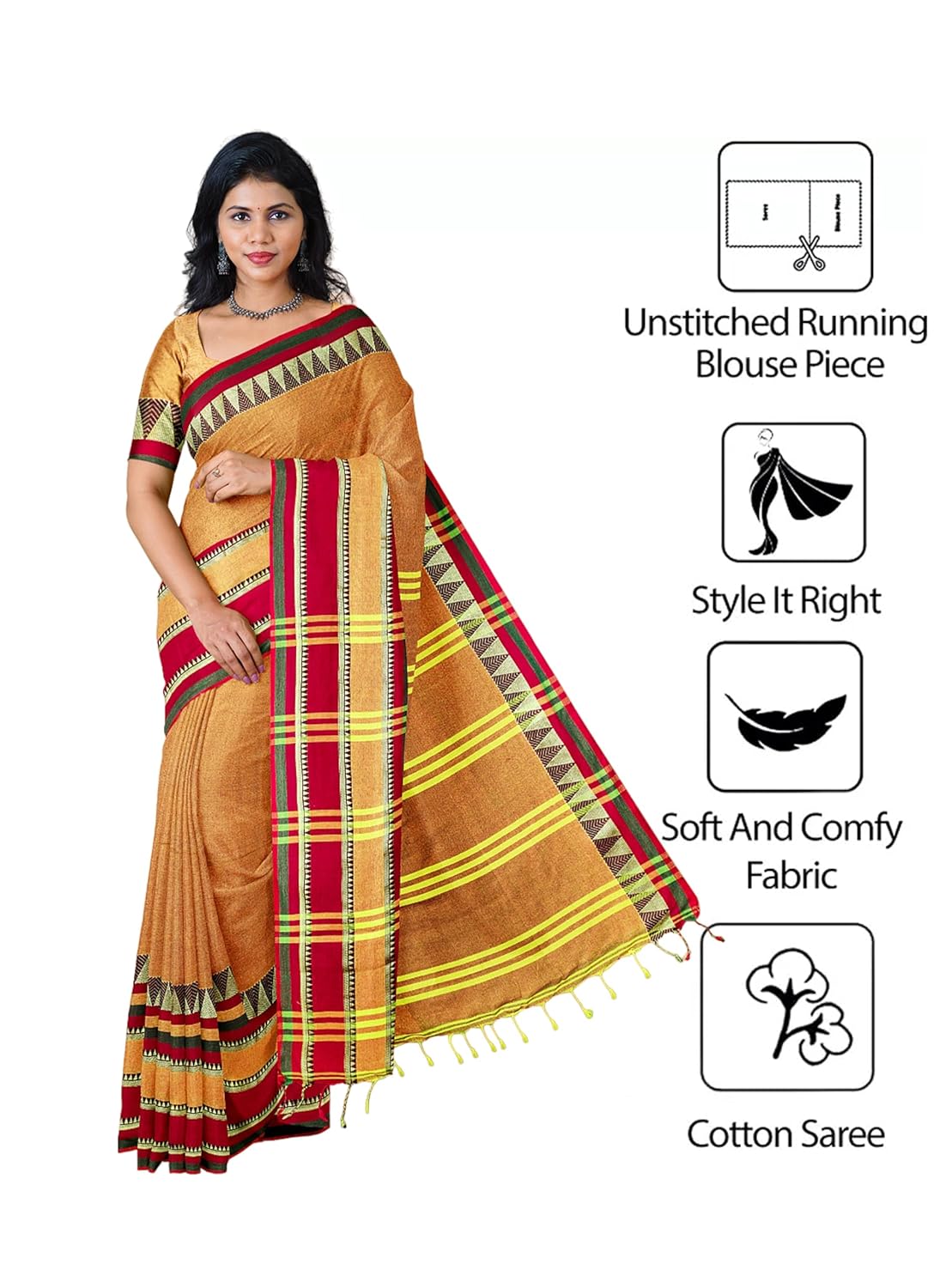 Handloom Saree With Unstitched Running Blouse Piece