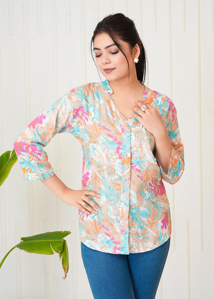 Lamenda Fashions Floral Printed Shirt Style Top