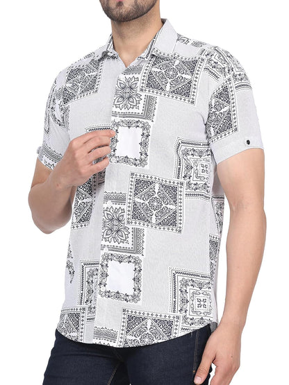 CVC Men's Regular Fit Half Sleeve Printed Shirt
