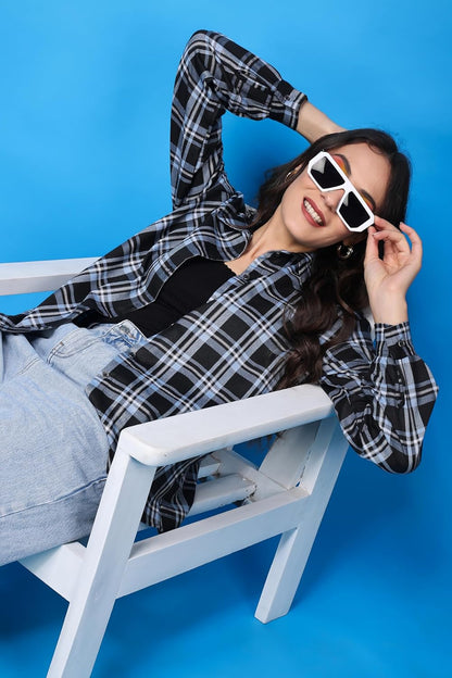 POPWINGS Casual Checks Print Shirt for Women