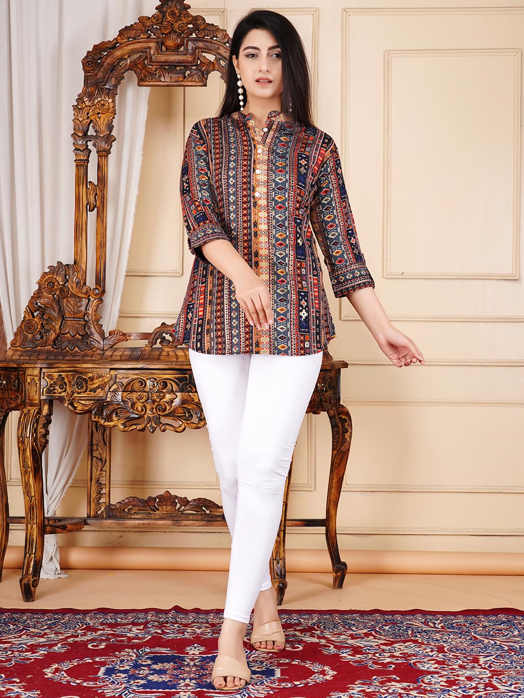 FebQ Women's Polycotton Fabric 3/4 Sleeves