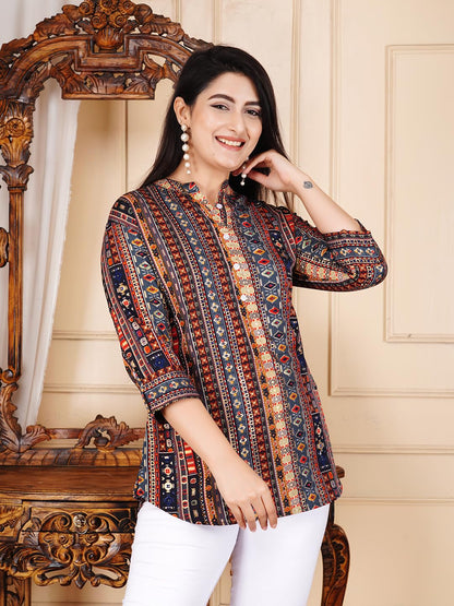 FebQ Women's Polycotton Fabric 3/4 Sleeves