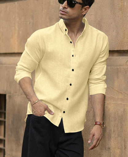 Men's Solid Linen Cotton Shirt | Casual | Plain