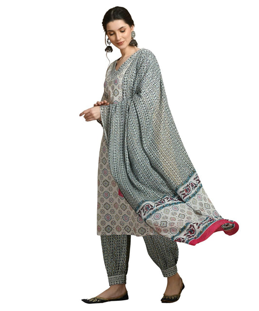 BHOOLFT Cotton Rayon Afghan Floral Print Kurta