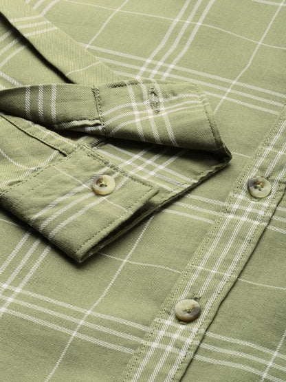 The Indian Garage Co Men's Cotton Slim Fit Checkered