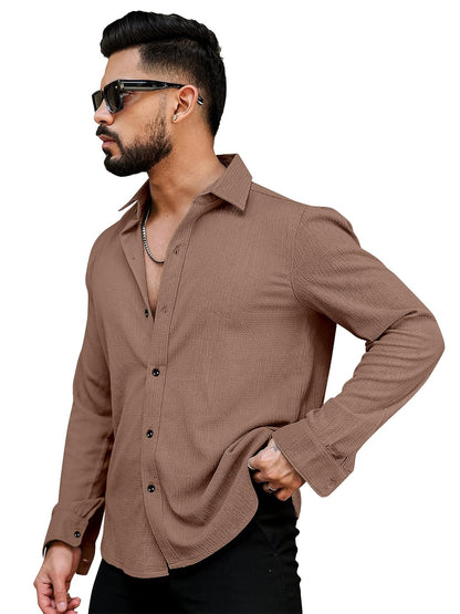Men's Regular Fit Poly Popcorn Casual Shirt