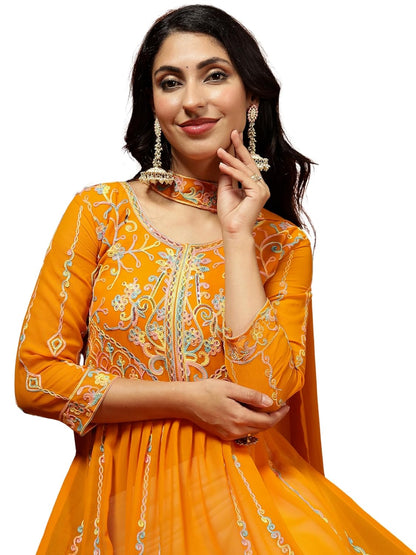 EthnicJunction Women's Georgette Embroidered