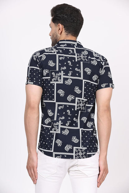 CVC Men's Regular Fit Half Sleeve Printed Shirt