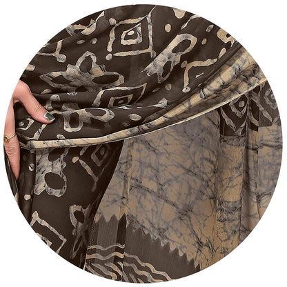 Women's Chiffon Printed Saree with BlousePiece