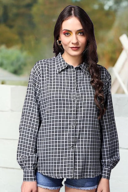 POPWINGS Casual Checks Print Shirt for Women