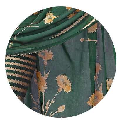 FASHION Women's  Floral Printed Saree with Blouse Piece