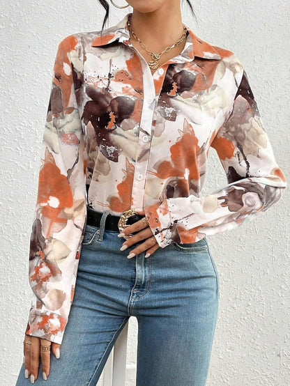 KATECLO Women's Full Sleeve Floral Print Shirt