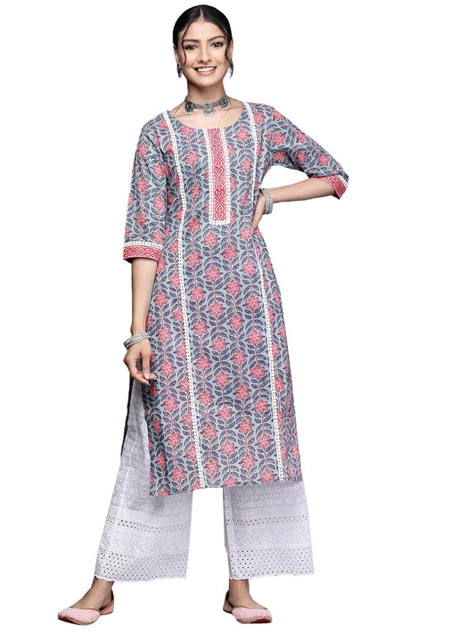 Libas Multicoloured Printed Cotton Straight Kurta