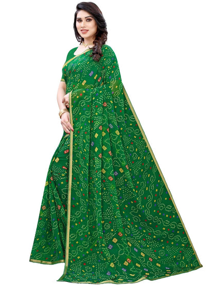 SIRIL Women's Chiffon Printed Saree with Blouse Piece