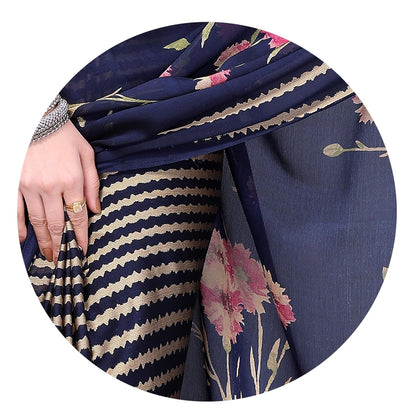 FASHION Women's  Floral Printed Saree with Blouse Piece