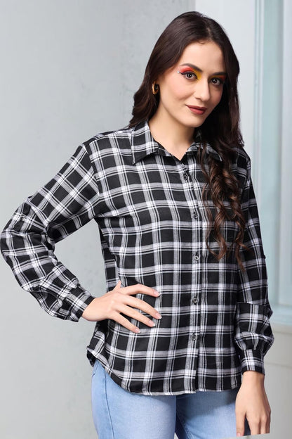 POPWINGS Casual Checks Print Shirt for Women