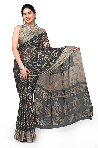 Women's Chiffon Printed Saree with BlousePiece