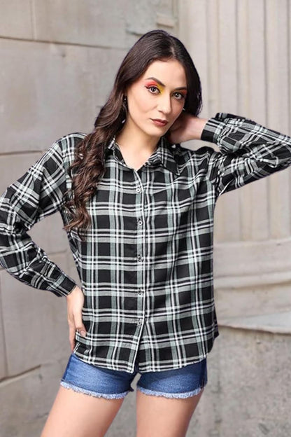 POPWINGS Casual Checks Print Shirt for Women