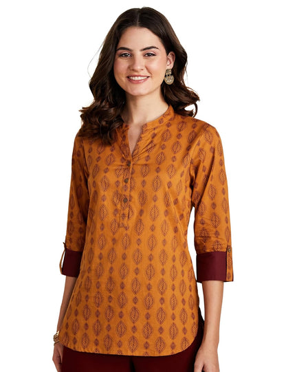 Myx Women's Cotton Printed Straight-fit Short Kurti