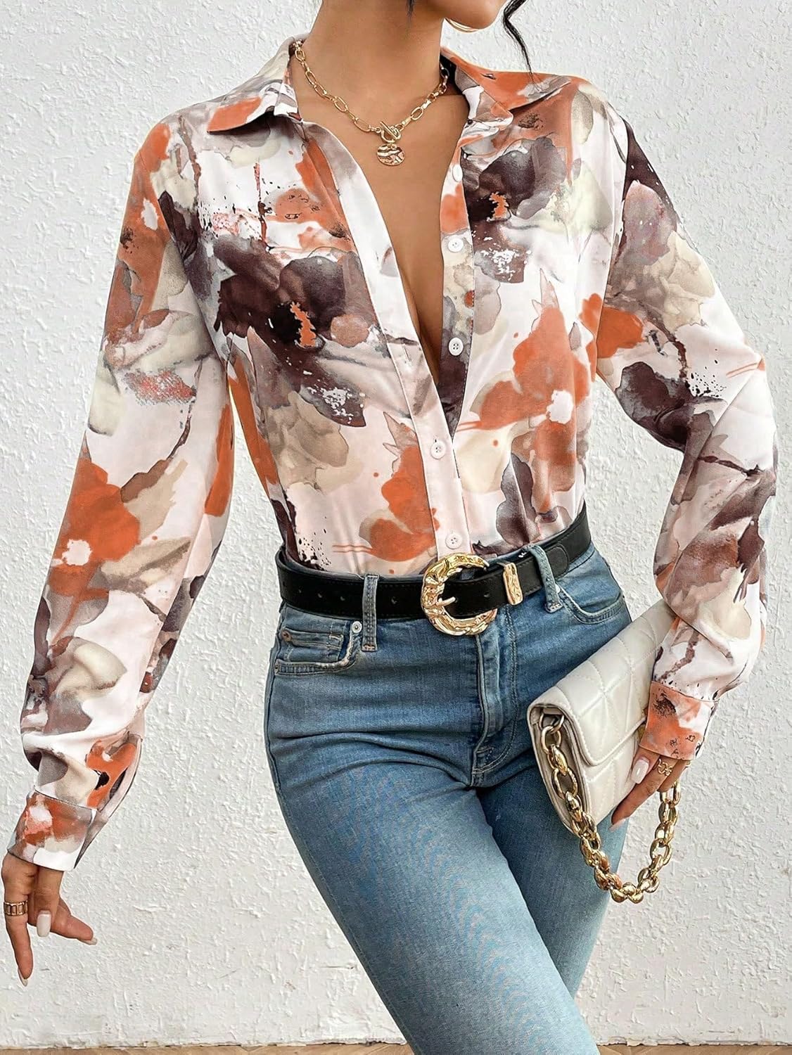 KATECLO Women's Full Sleeve Floral Print Shirt