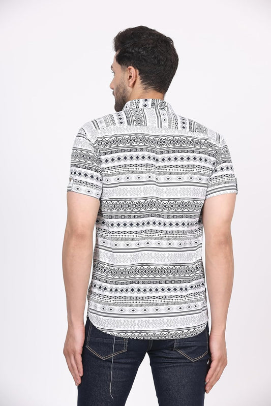 CVC Men's Regular Fit Half Sleeve Printed Shirt