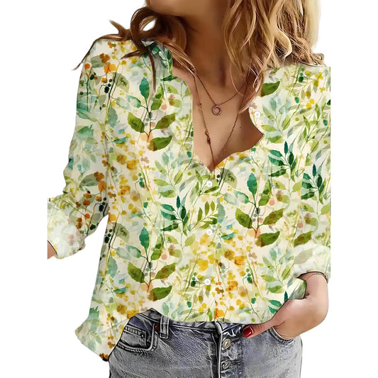 Gufrina Shirt for Women| Long Shirt for Women| Floral Print | Button-Down Western Shirt| Roll-Up Sleeves| Casual Relaxed Fit for Women