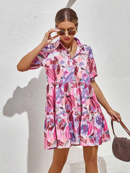 Shasmi Women's Green Flower Print Short Sleeve