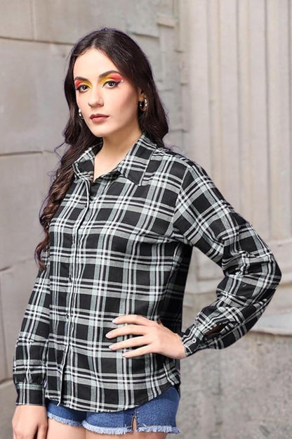 POPWINGS Casual Checks Print Shirt for Women
