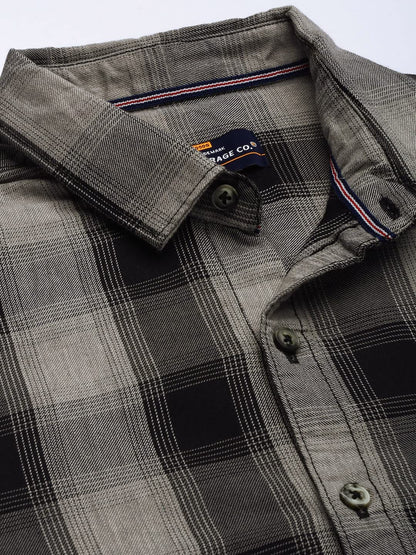 The Indian Garage Co Men's Cotton Slim Fit Checkered