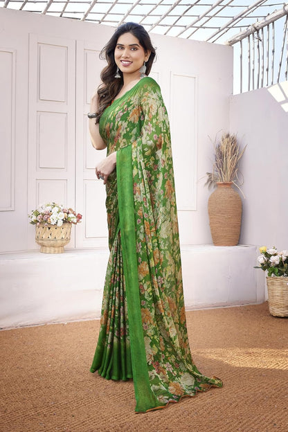 Floral Printed Saree with Blouse Piece