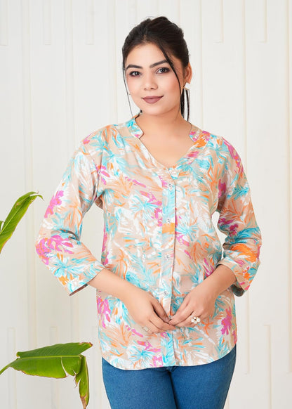 Lamenda Fashions Floral Printed Shirt Style Top